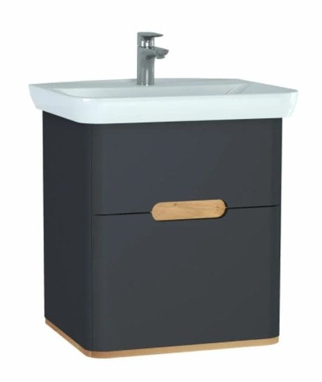 Vitra Sento Lavabo Dolabı 65 cm Çift Çekm. Mat Antrasit,60834.